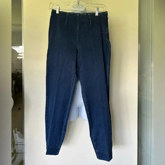 Piazza Sempione blue stretch denim crop pants side zip Size 42 Size 6 - Picture 5 of 13